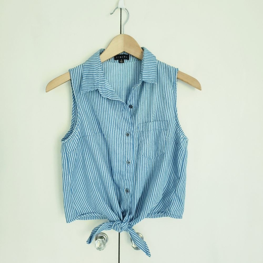 Timing Cropped Tie Up No Sleeve Blouse S